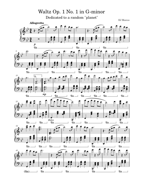 Waltz Op. 1 No. 1 in G-minor | EJ Marcos