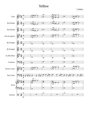Play Official version of Yellow Sheet Music by Coldplay for Clarinet ...