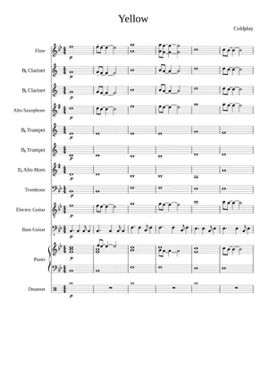 Yellow Score Singer Play Official version of Yellow Sheet Music by Coldplay for Clarinet ...