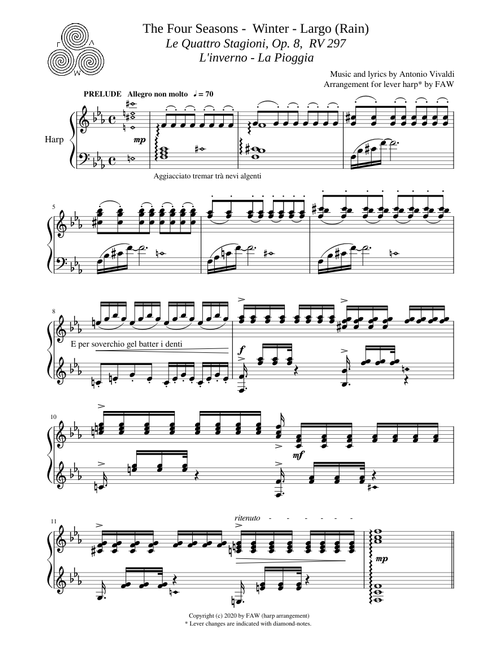 Vivaldi - Four Seasons - Winter - II. Largo - Celtic Harp Solo