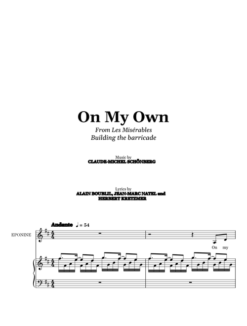 On My Own – Alain Boublil and Claude-Michel Schönberg