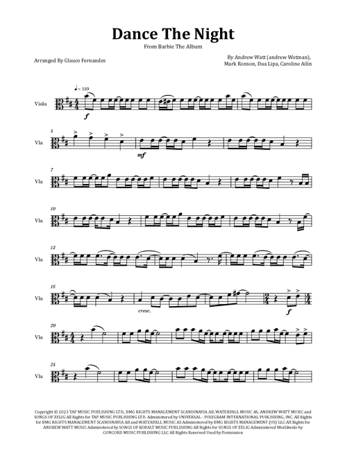 Dance The Night (Arr. Glauco Fernandes) - Dua Lipa (Viola Solo)