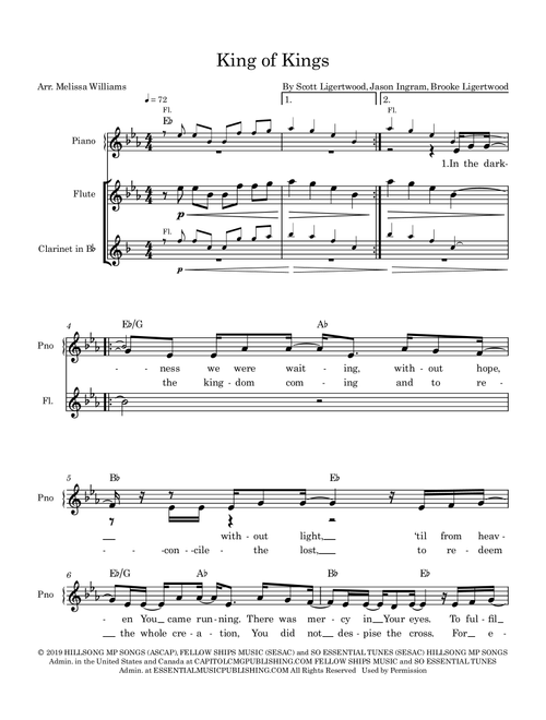 King Of Kings (Arr. Melissa A. Williams) - Hillsong Worship (Small Ensemble)