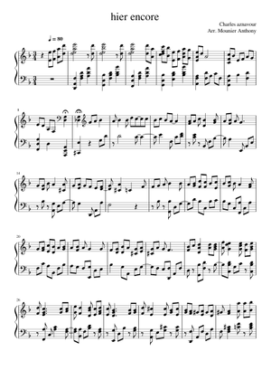 Hier encore – Charles Aznavour Sheet Music with Chords for Piano (Solo ...