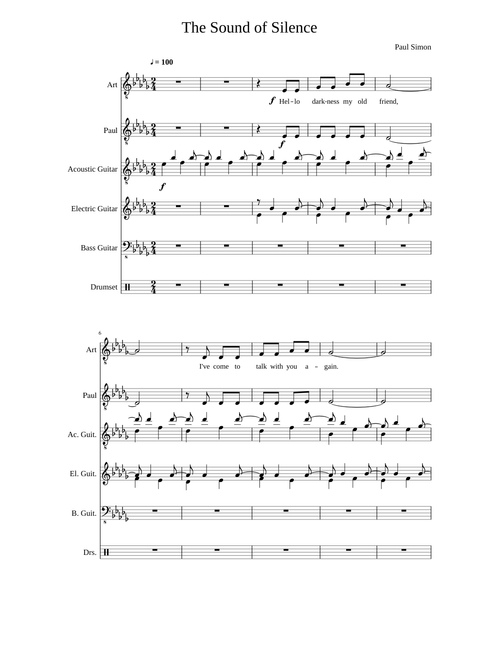 The Sound of Silence (1965 Single Version) (Complete Transcription)
