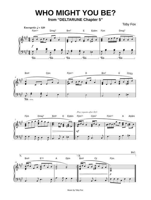 Who Might You Be? [from DELTARUNE Chapter 5] - Toby Fox (Piano)