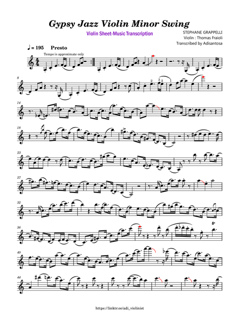 Minor Swing (Gypsy Jazz) (Arr. Adisantosa) - Thomas Fraioli (Violin Solo)