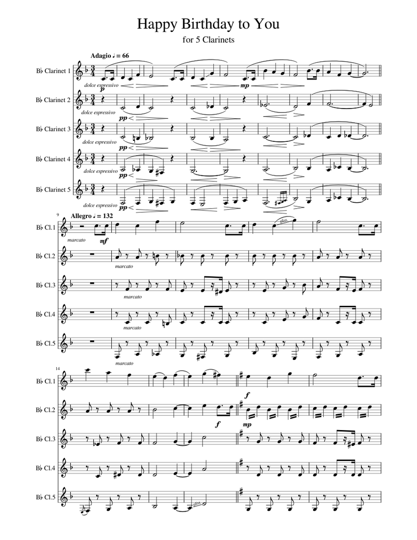 Happy Birthday to You Sheet music for in bflat (Woodwind
