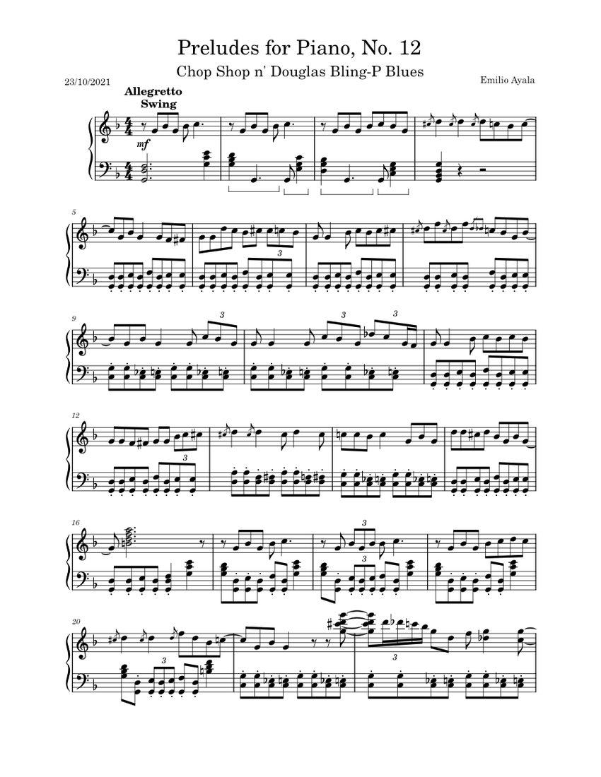 Preludes for piano no 12 chop shop n douglas bling p blues sheet