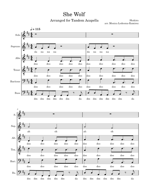 She Wolf – Shakira, SATBB