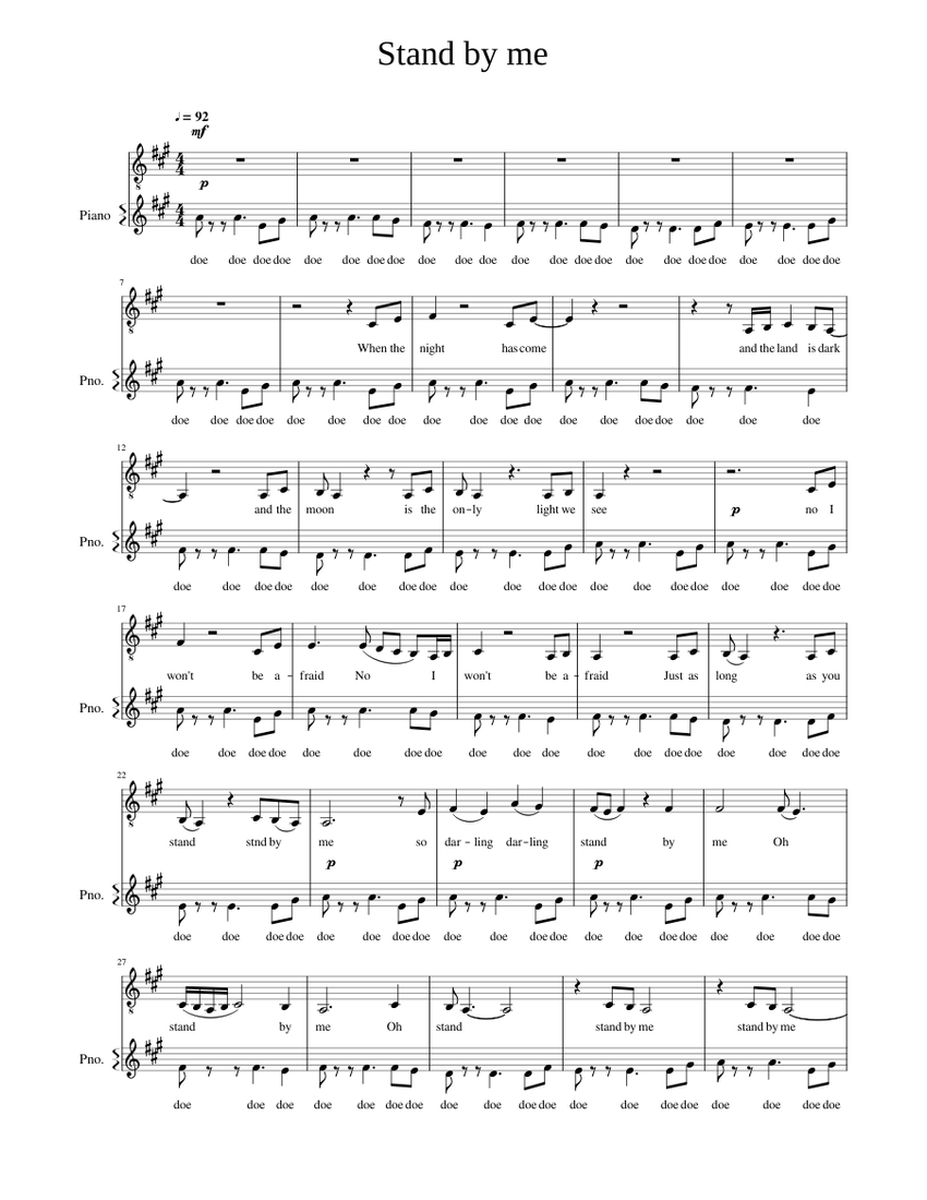 Stand by me Sheet music for Piano, Tenor (PianoVoice)
