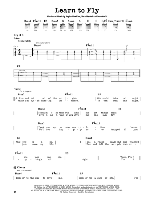 Learn To Fly - Foo Fighters (Guitar Lead Sheet)