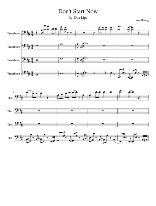 Don't Start Now By Dua Lipa- Trombone Quartet