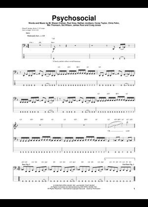 Psychosocial – Slipknot | All Hope Is Gone (2008) Sheet Music and