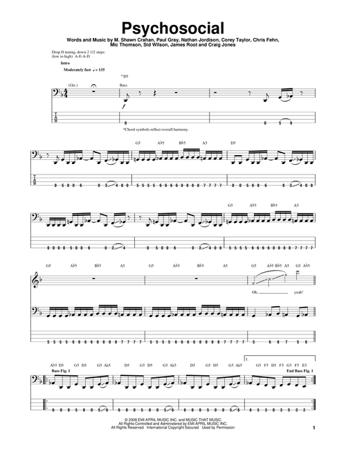 Psychosocial - Slipknot (Bass Tab)