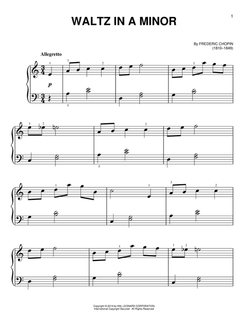 Waltz In A Minor - Frédéric Chopin (Very Easy Piano)