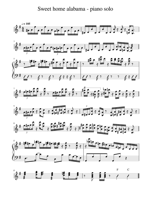 Sweet home alabama piano solo (Lynyrd Skynyrd)