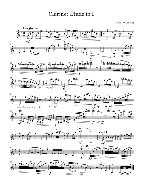 Clarinet Etude #5 in F Major