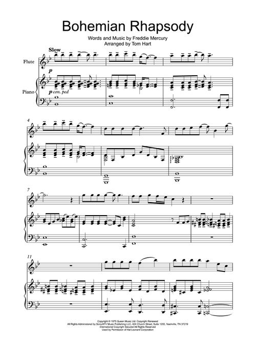 Bohemian Rhapsody (Arr. Tom Hart) - Queen (Flute and Piano)
