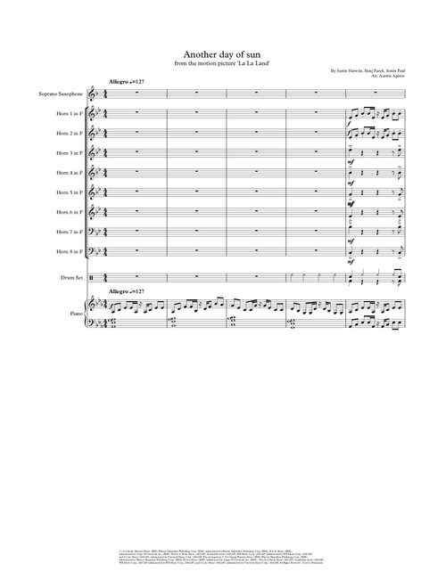 Another Day Of Sun (Arr. Austris Apenis) - Justin Hurwitz (Instrumental Duet and Piano)