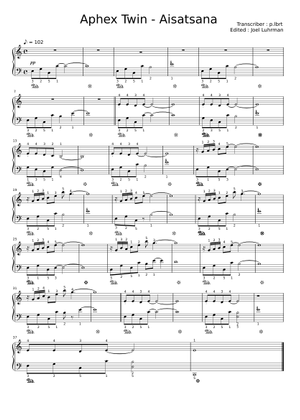 Aphex Twin - Aisatsana Sheet Music for Piano (Solo) easy