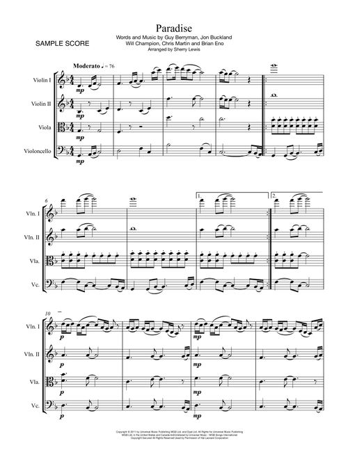 Paradise (Arr. Sherry Lewis) - Coldplay (String Quartet)