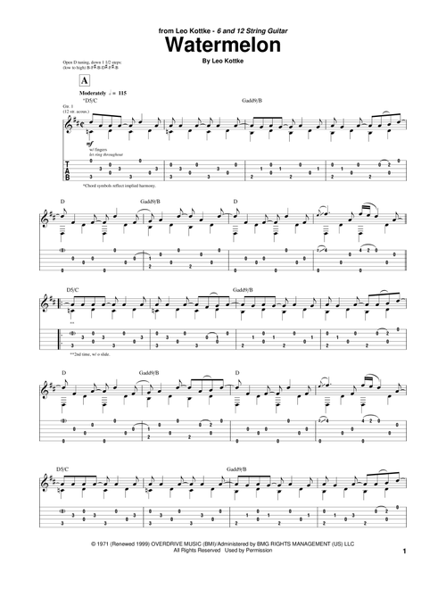 Watermelon - Leo Kottke (Guitar Tab)