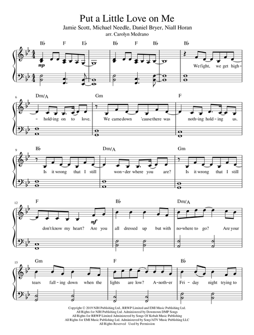 Put A Little Love On Me (Arr. Carolyn Medrano) - Niall Horan (Piano Vocal)