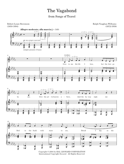 The Vagabond - Ralph Vaughn Williams (Piano Vocal)