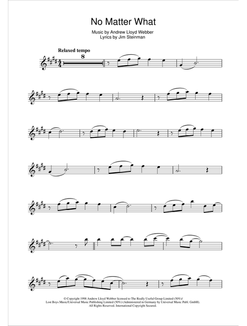 No Matter What (from Whistle Down The Wind) - Boyzone (Alto Sax Solo)