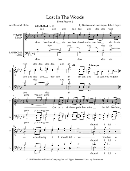 Lost In The Woods (Arr. Arr. Brian M. Plehn) - Robert Lopez, Kristen Anderson-Lopez (Choral, TTBB)
