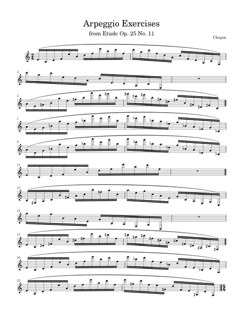 Exercises from Etude Op. 25 No. 11 "Winterwind"