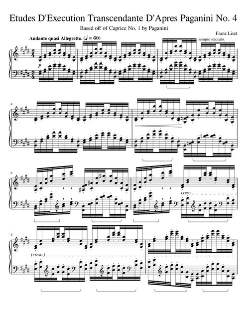 Études D'Exécution Transcendante D'après Paganini No.4 (1838 Version) – Franz Liszt