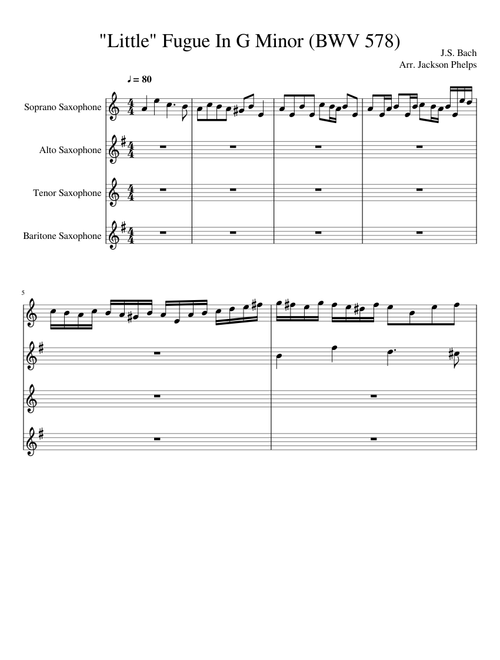 Fugue in G Minor arr Sax quartet