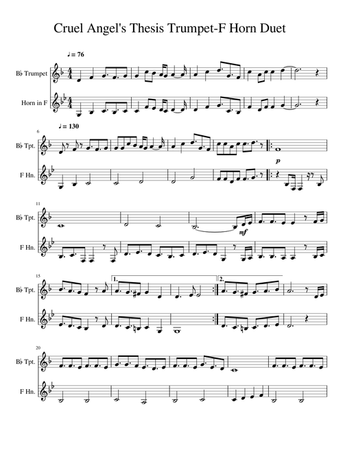 Cruel Angel's Thesis Trumpet-French Horn Duet