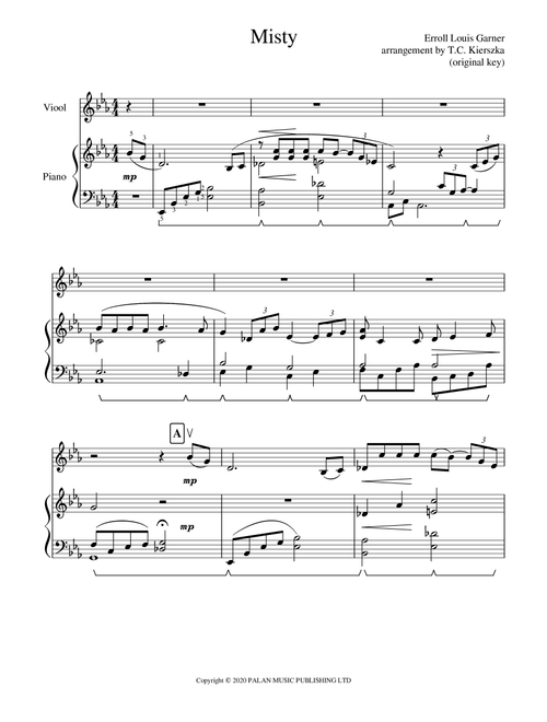 Misty (Arr. T.C. Kierszka) - Erroll Louis Garner (Violin and Piano)