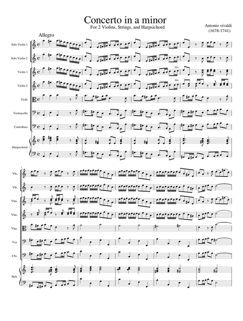 Concerto in a minor for 2 violins ("L'estro armonico" No. 8) RV 522