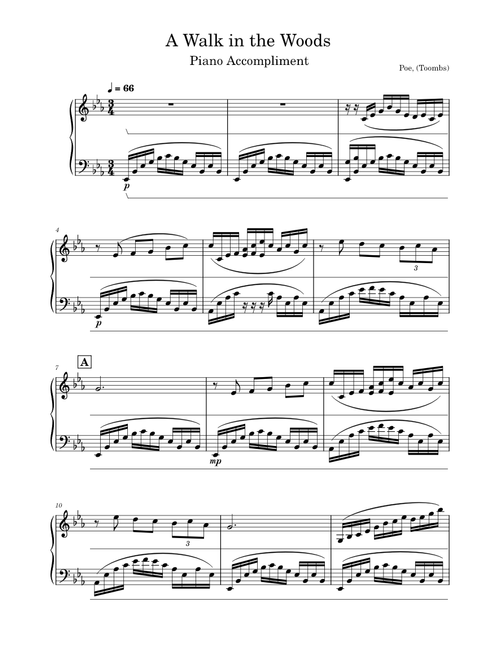A walk in the woods – Jiro Chensu A Walk in the Woods piano part 1st