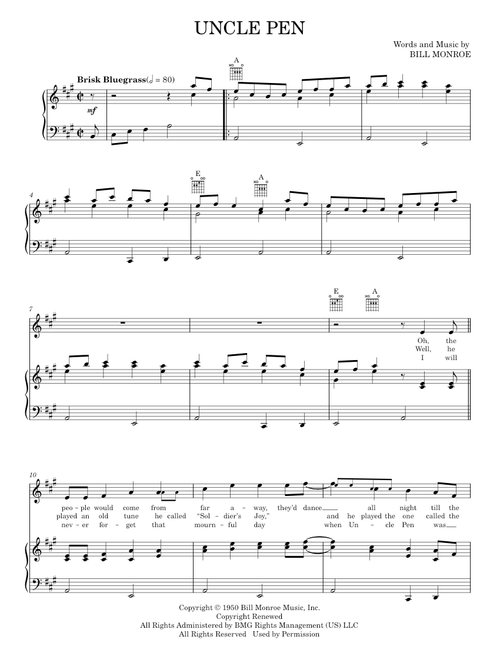 Uncle pen - Bill Monroe (Piano-Vocal-Guitar)