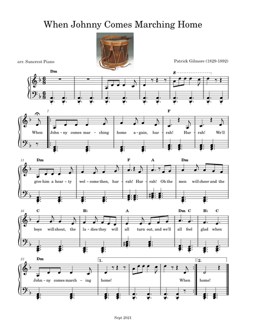 When Johnny Comes Marching Home – Misc Traditional - Suncrest Piano
