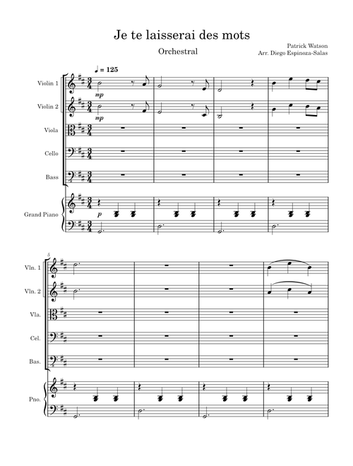 Je Te Laisserai Des Mots Orchestral Version