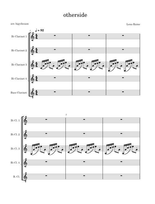 otherside for Clarinet Ensemble (incomplete)