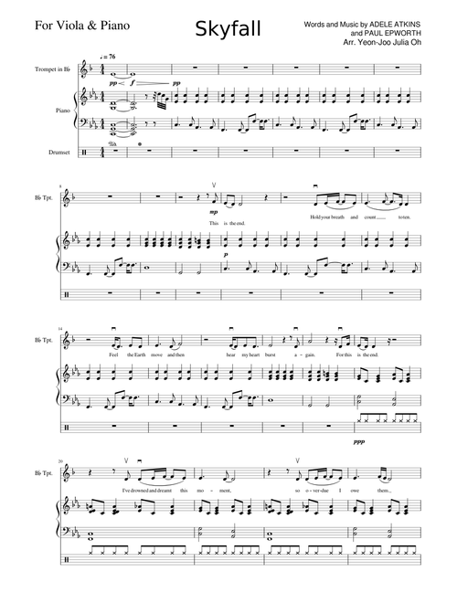 Skyfall Viola Piano transs. trumpet