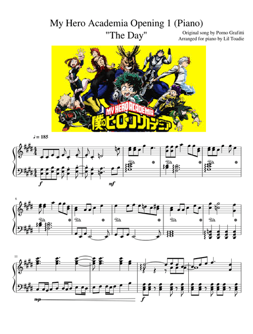 My Hero Academia Opening 1 "The Day" (Piano)