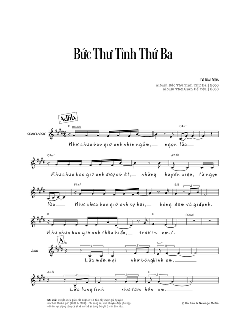 Bức Thư Tình Thứ Ba (vocal & chords) (Arr. Do Bao) (Piano Vocal)
