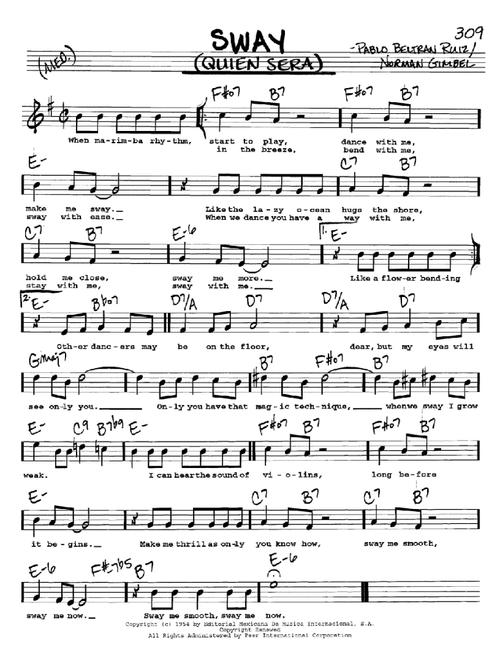 Sway (Quien Sera) - Dean Martin (Real Book - Melody-Chords-Lyrics)