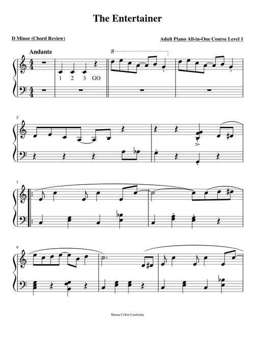 62. The Entertainer – Adult Piano All-in-One Course Level 1