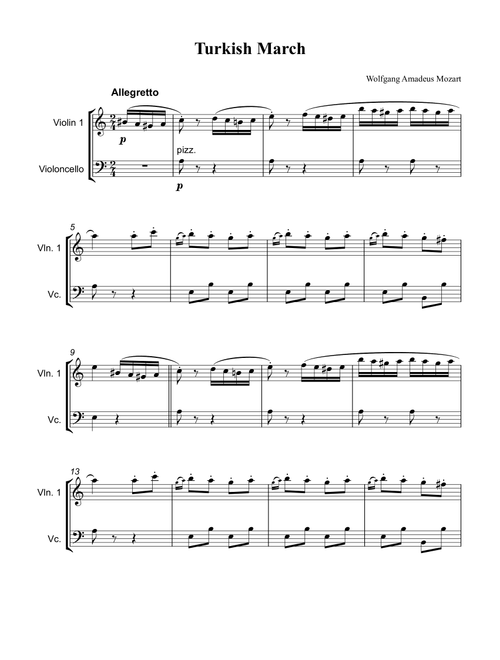 Mozart - Rondo Alla Turca (Turkish March) (Arr. Wesley S. SIlva) - Wolfgang Amadeus Mozart (Instrumental Duet)