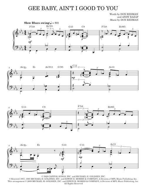 Gee Baby, Ain't I Good To You (arr. Brent Edstrom) - Don Redman (Piano Solo)