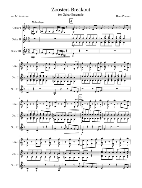 "Zoosters Breakout" for Adv. Guitar Ensemble